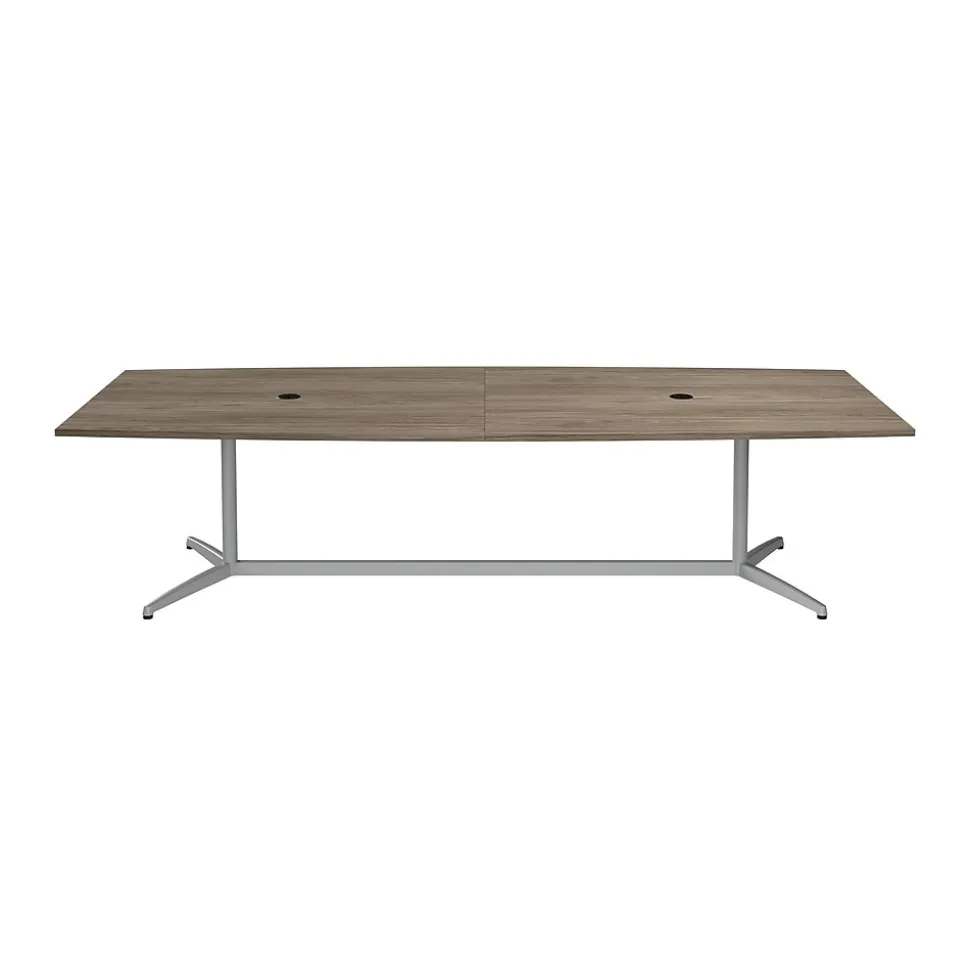 Bush Business Furniture 120W x 48D Boat Shaped Conference Table with Metal Base, Modern Hickory (99TBM120MHSVK)