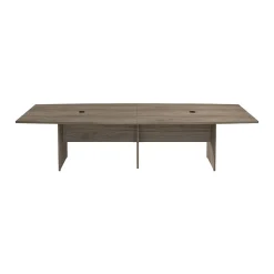 Bush Business Furniture 120W x 48D Boat Shaped Conference Table with Wood Base, Modern Hickory (99TB12048MHK)