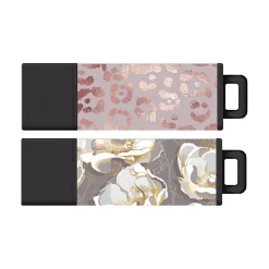 Centon Datastick Pro2 32GB USB 2.0 Type A Flash Drive, Rose Gold Leopard/Gold Anemone Flowers, 2/Pack (S1-U2T060-32G-2)