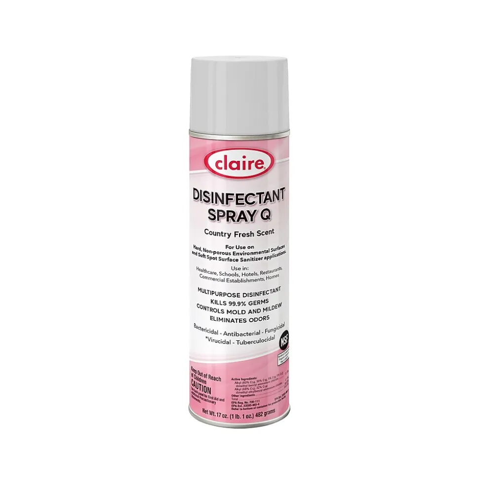Claire Spray Q Disinfectant Can, Country Fresh, 17 Oz. 12/Carton (CL1001)