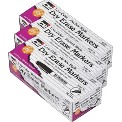 CLI Dry Erase Markers, Bullet Tip, Black, 12/Pack, 3 Packs (CHL47320-3) Clearance