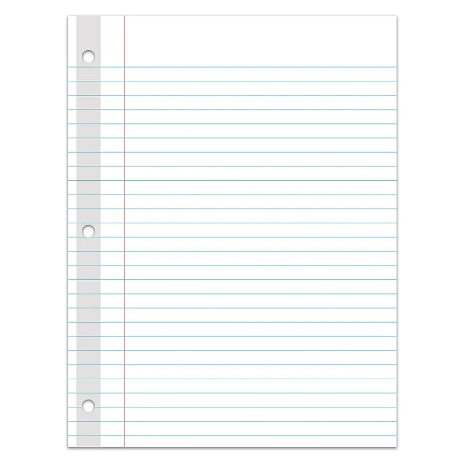 C-Line Reinforced Wide Ruled Filler Paper, 8" x 10.5", 3-Hole Punched, 100 Sheets/Pack, 6/Bundle (CLI21032-6) Hot