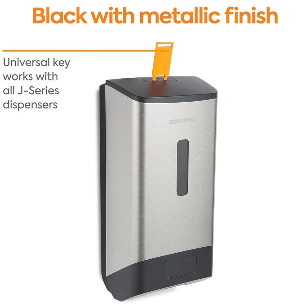 Coastwide Professional™ J-Series Automatic Wall Mounted Hand Soap Dispenser, Black/Metallic (CWJAS-S-CC)