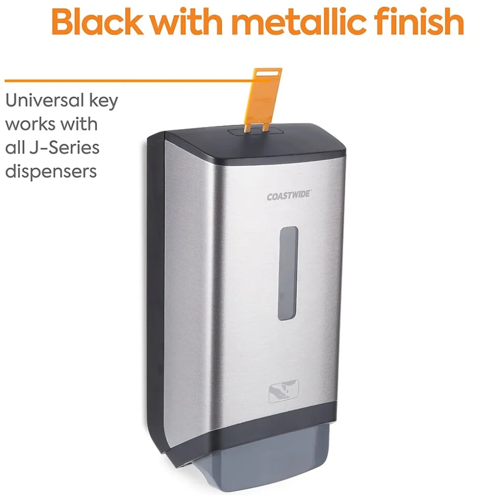 Coastwide Professional™ J-Series Wall Mounted Hand Soap Dispenser, Black/Metallic (CWJMS-S-CC)