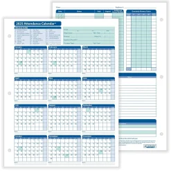 ComplyRight 2025 Attendance Calendar Card, 25 Forms/Pack (A4000W25)
