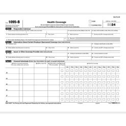 ComplyRight 2024 1095-B Tax Form, 1-Part, White/Black, 500/Pack (1095BIRS500)