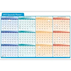 ComplyRight 2025 Quarterly Planner 36" x 24" Yearly Dry Erase Wall Calendar, Red/Blue/Orange (J0061) Outlet