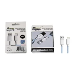 3D Luxe Cool Cables USB Type-C to Lightning Charging Cable, 3 ft., Blue/White (A-LIGHT-BLUE)