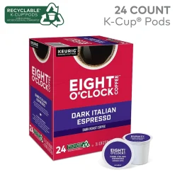 Eight O'Clock Dark Italian Espresso Keurig® K-Cup® Pods, Dark Roast, 24/Box (6408)