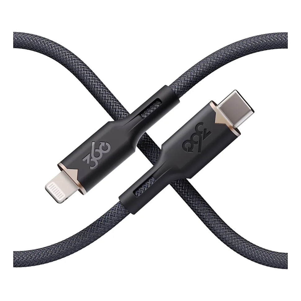 360 Electrical Fluid Lightning to USB-C Charging Cable, 5 ft., Granite (3E0795-GRG8NA)
