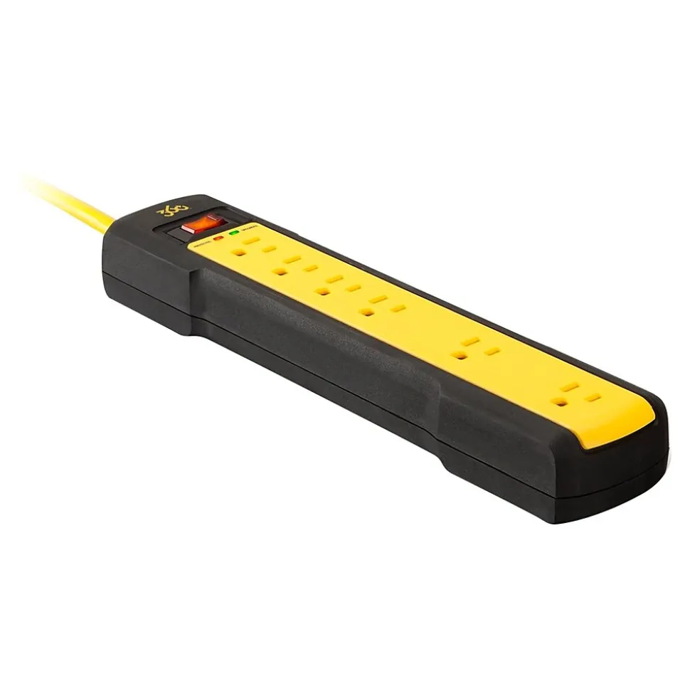 360 Electrical 6-Outlet Surge Protector, 8', Black/Yellow (36003-4ES-C1)