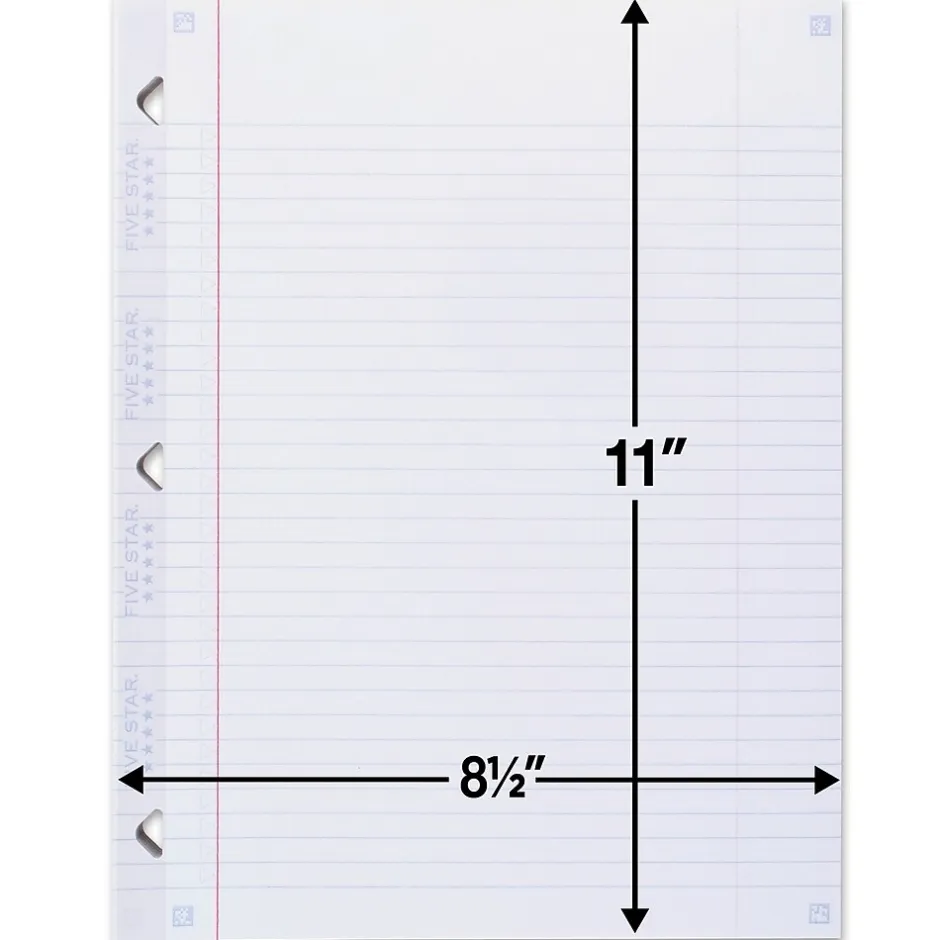 Five Star Reinforced College Ruled Filler Paper, 8.5" x 11", 100 Sheets/Pack (17102/17010) Outlet