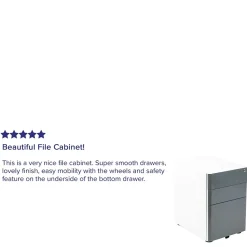 Flash Furniture 3-Drawer Cabinet, Legal & Letter Files, White/Charcoal, 21