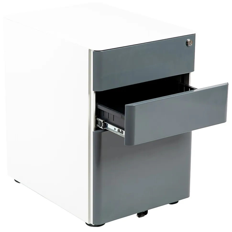 Flash Furniture 3-Drawer Cabinet, Legal & Letter Files, White/Charcoal, 21" (HZCHPL02GRYWH)