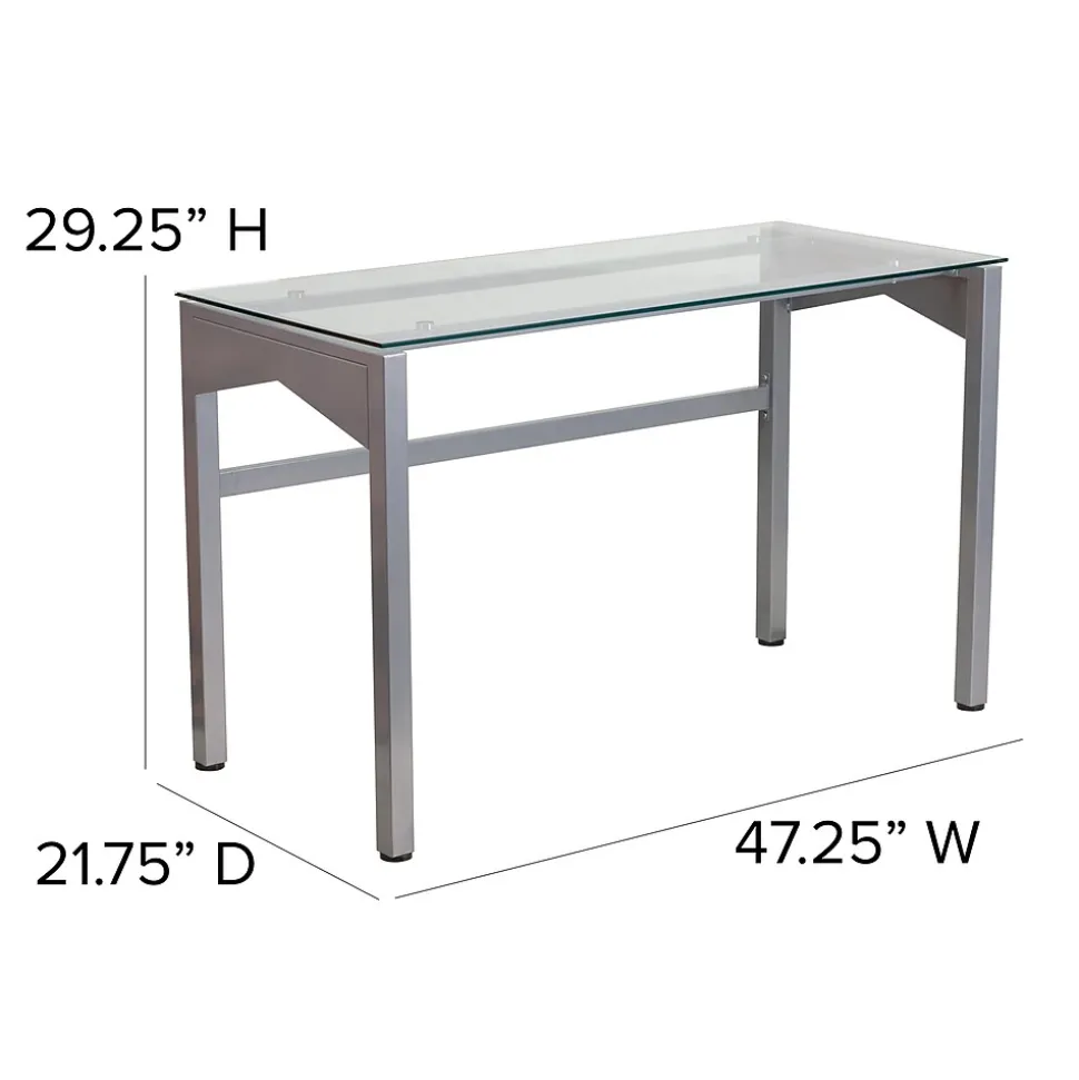 Flash Furniture 47" Glass Glass Computer Desks Clear/Silver (NANYLCD1219)
