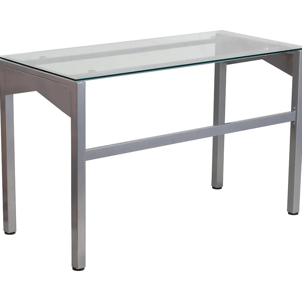 Flash Furniture 47" Glass Glass Computer Desks Clear/Silver (NANYLCD1219)