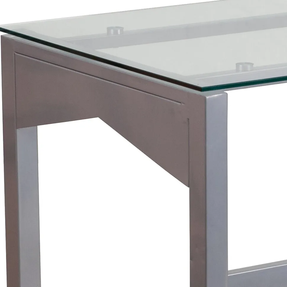 Flash Furniture 47" Glass Glass Computer Desks Clear/Silver (NANYLCD1219)