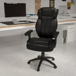 Flash Furniture Hansel Ergonomic LeatherSoft Swivel High Back Executive Office Chair, Black (BT9835H)