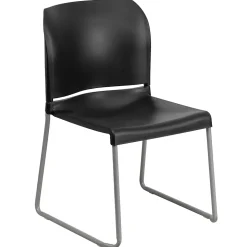 Flash Furniture HERCULES 8Full Back Stack Chairs W/Sled Base, Black, 20/Pack