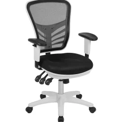 Flash Furniture Nicholas Ergonomic Mesh Swivel Mid-Back Multifunction Executive Office Chair, Black/White Frame (HL0001WHBK)