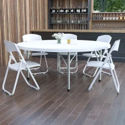 Flash Furniture Stonewall Folding Table, 71" x 71", Granite White (DAD183RZ)