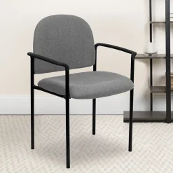 Flash Furniture Tiffany Fabric Stackable Side Reception Chair with Arms, Gray (BT5161GY)
