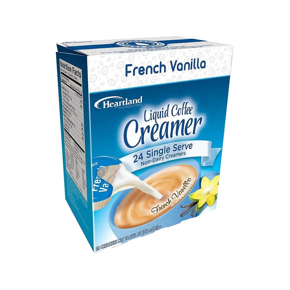 Heartland French Vanilla Dairy-Free Liquid Coffee Creamer, 0.37 oz., 24/Box, 6 Boxes/Carton (FLB157B0)