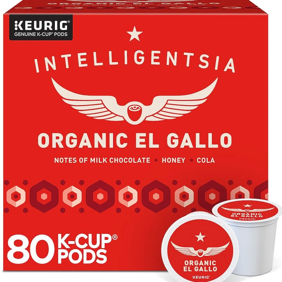 Intelligentsia Organic El Gallo Coffee, Keurig K-Cup Pod, Light Roast, 20/Box, 4 Boxes/Carton (5000371867CT)