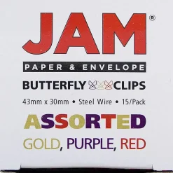 JAM Paper ® Colorful Butterfly Paper Clips, Assorted Colors Paperclips, 15/Pack (2210016349) Best
