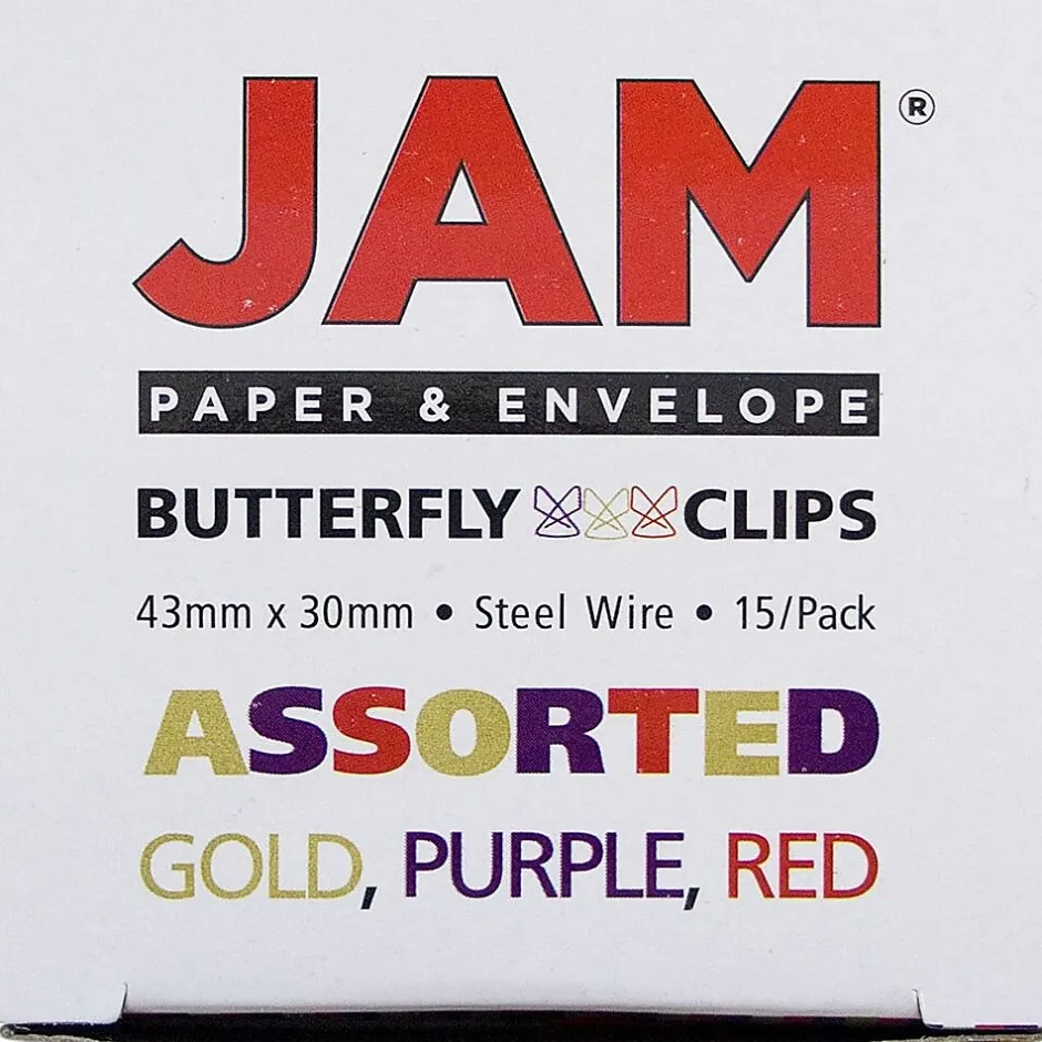 JAM Paper ® Colorful Butterfly Paper Clips, Assorted Colors Paperclips, 15/Pack (2210016349) Best