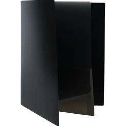 JAM Paper Heavy Duty 4-Pocket Plastic Folders, Black, 2/Pack (389MP4bl) Discount