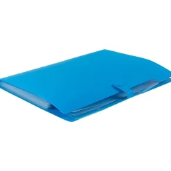 JAM Paper Plastic File Folder with Snap Closure, 5 Pocket, 9"W x 11.5"H, Blue (FF39783BU) Outlet
