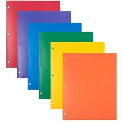 JAM Paper Plastic 3 Hole Punch 2-Pocket Folders, Assorted Colors, 12/Pack (383HHPRGBYPBLA) Clearance