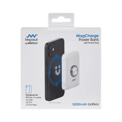MagVault by Vivitar Wireless Power Bank for iPhone 12/12 Pro/12 Pro Max/12 mini, 5000mAh, White (MOV3031WHTT3524)