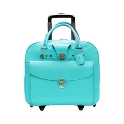 McKlein DENALI 15" Leather Laptop Bag, Aqua Blue (99708) Clearance