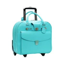 McKlein DENALI 15" Leather Laptop Bag, Aqua Blue (99708) Clearance