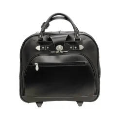 McKlein REDWOOD 15" Leather Rolling Laptop Bag, Black (99695) Discount