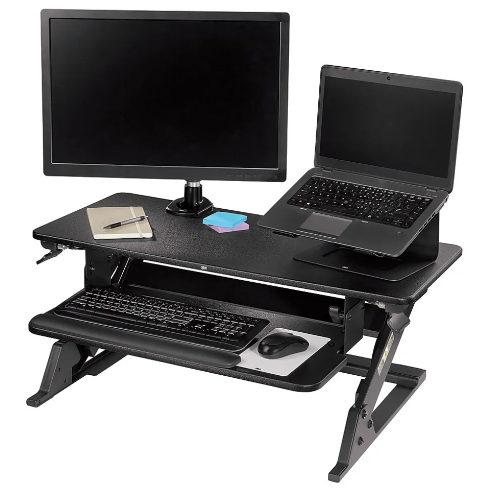 3M Dual-Swivel Monitor Arm, Up to 24" Monitor, Holds Up to 30 lbs., Black (MA140MB)