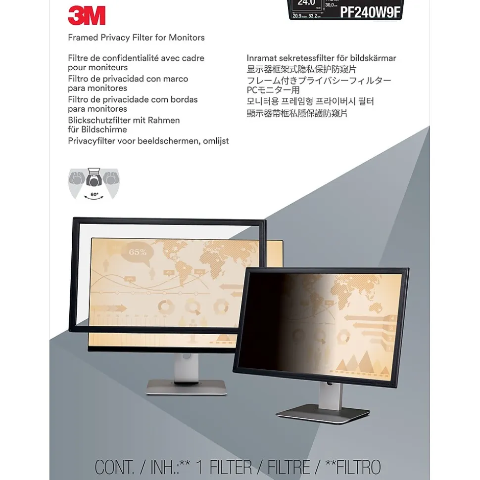 3M Framed Privacy Filter for 24" Widescreen Monitor (16:9) (PF240W9F)