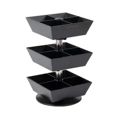Mind Reader 12-Compartment Plastic Tea and Condiment Carousel, Black (TEASWIV3T-BLK)