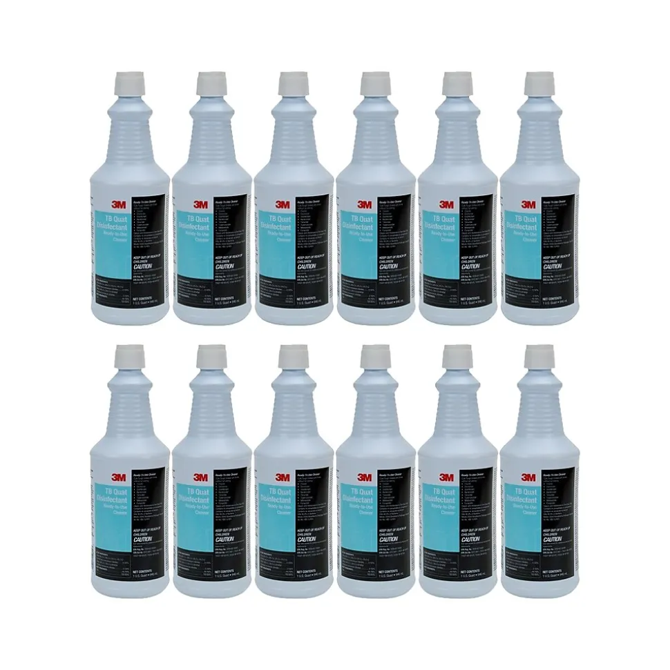 3M TB Quat Disinfectant Ready-To-Use Cleaner, Lemon, 32 oz., 12/Carton (7100034339)