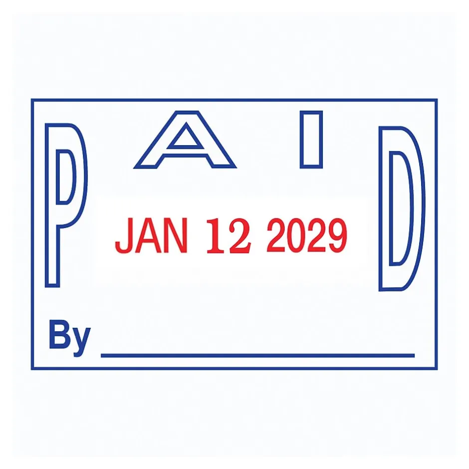 2000 Plus 2-Color Paid Dater, Blue and Red Ink (011033) Discount