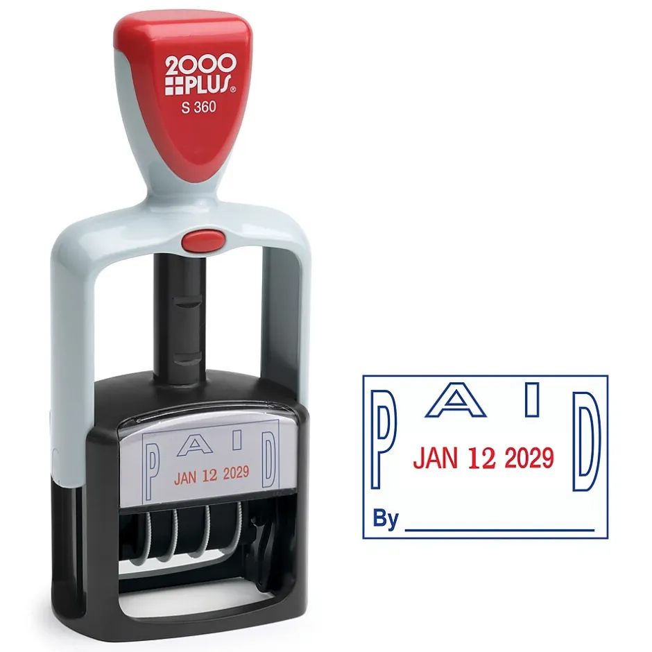 2000 Plus 2-Color Paid Dater, Blue and Red Ink (011033) Discount