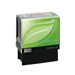 2000 Plus Green Line Pre-Inked Stamp, ENTERED, Red Ink (098368)