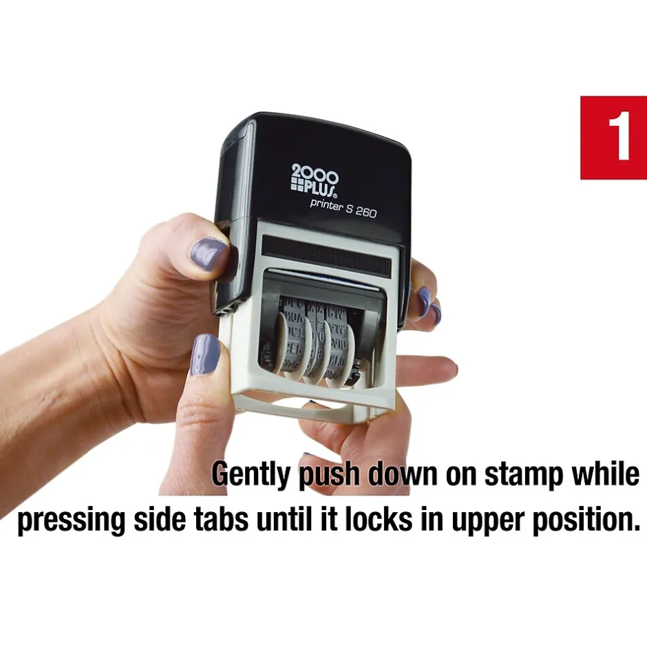 2000 Plus 4-in-1 Date Stamp, Scanned, Completed, Entered, Emailed, Blue and Red Ink (011098) New