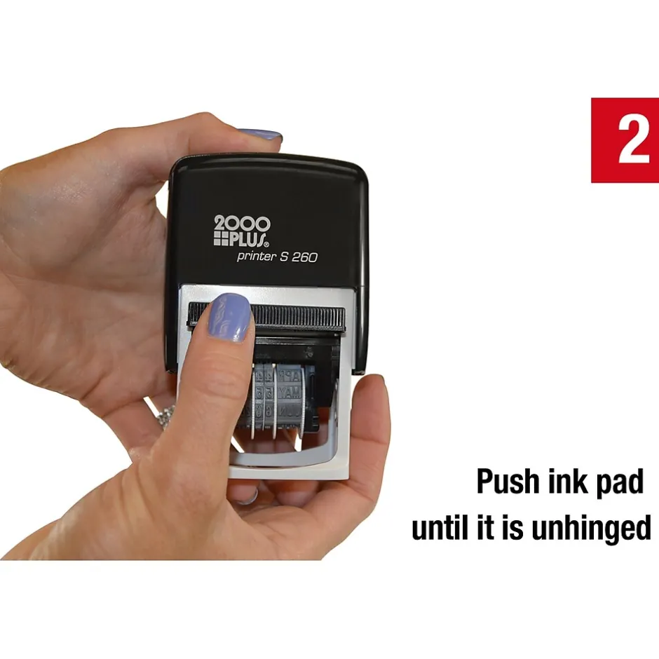2000 Plus 4-in-1 Date Stamp, Scanned, Completed, Entered, Emailed, Blue and Red Ink (011098) New