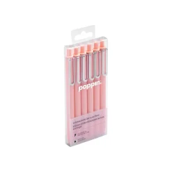 Poppin Luxe Retractable Gel Pen, Fine Point, Black Ink, 6/Pack (104448-US) Discount