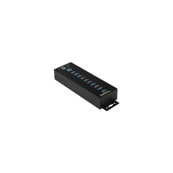 10 Port USB Hub w/ Power Adapter - Metal Industrial USB 3.0 Data Hub - Din Rail, Wall & Desk Mount USB 3.1 Gen 15Gbps Hub