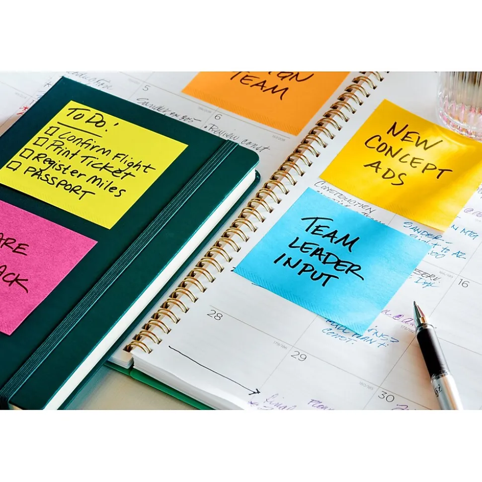 Post-it Full Adhesive Notes, 3" x 3", Energy Boost Collection, 30 Sheet/Pad, 4 Pads/Pack (F3304SSAU)