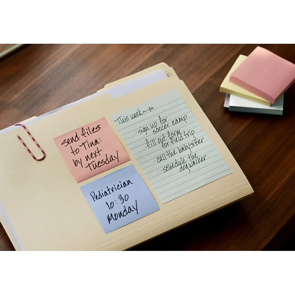 Post-it Greener Recycled Notes, 4" x 6", Sweet Sprinkles Collection, Lined, 100 Sheet/Pad, 5 Pads/Pack (6605PKRPA)